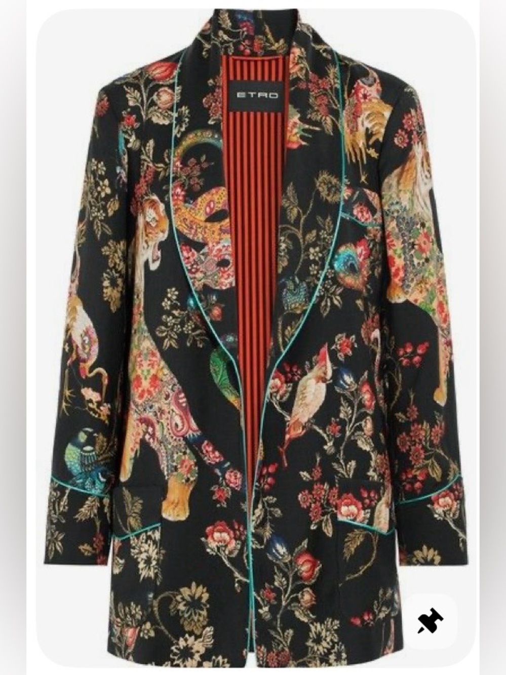 Etro Tiger & Floral Silk Smoking Jacket